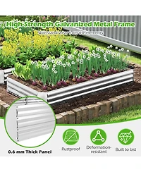 Gymax 2PCS Galvanized Raised Garden Bed Elevated Rectangle Plant Box 8 x 4 x 1FT