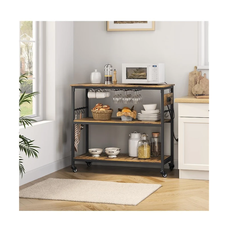 Yaheetech 36.5" H Kitchen Island Cart with Charge Station