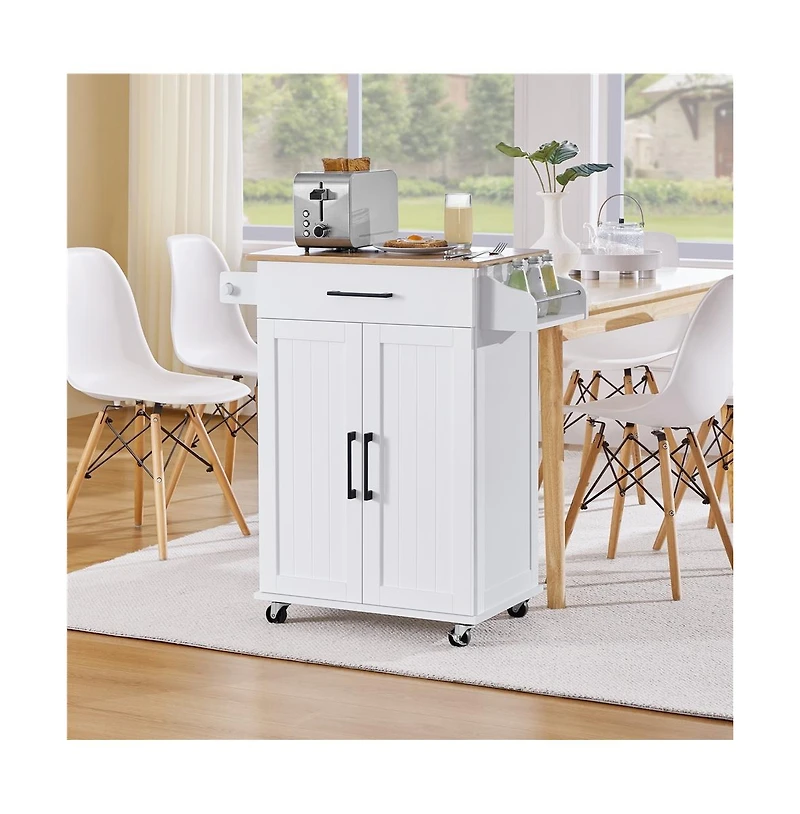Yaheetech 35" H Rolling Kitchen Island Cart with Spice Rack