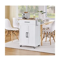 Yaheetech 35" H Rolling Kitchen Island Cart with Spice Rack