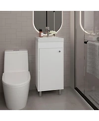 Depot E-Shop Valdez Bathroom Vanity, 1 Door, 4 Legs, 2 Shelves, White