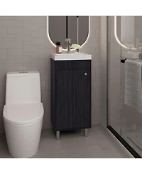 Depot E-Shop Valdez Bathroom Vanity, 1 Door, 4 Legs, 2 Shelves, White