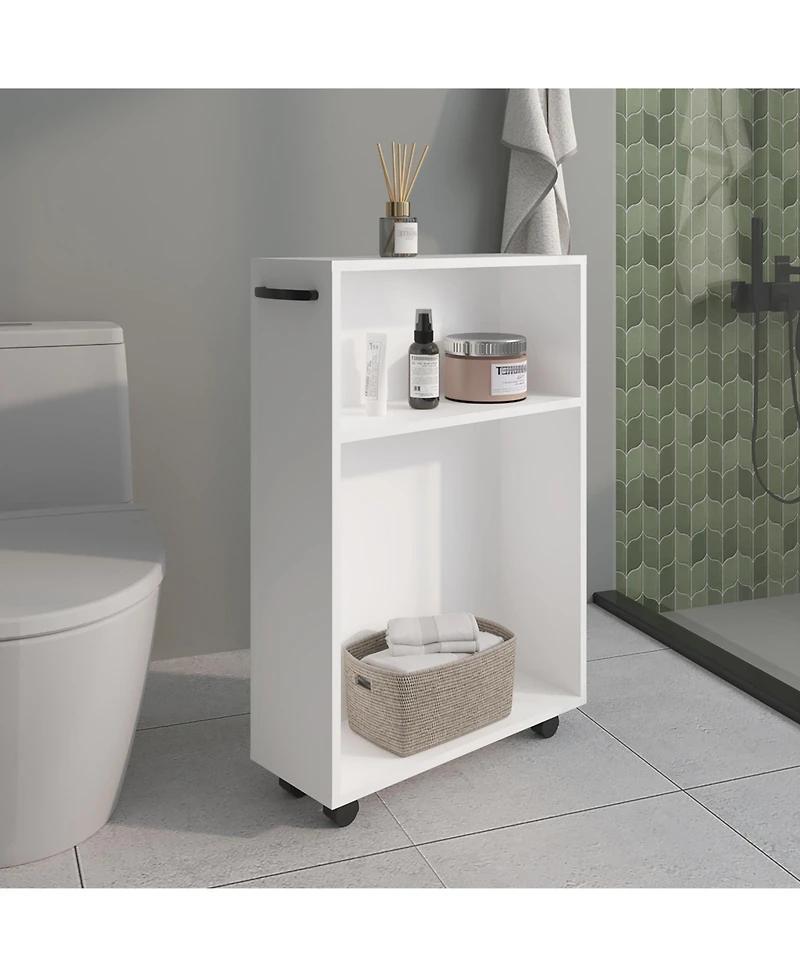 Saltillo Storage Cart, 2 Shelves, 4 Wheels, White