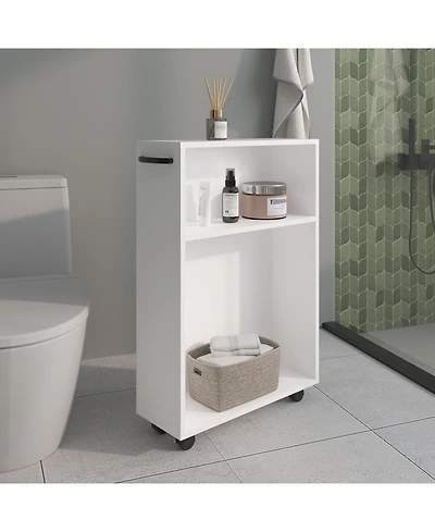 Saltillo Storage Cart, 2 Shelves, 4 Wheels, White