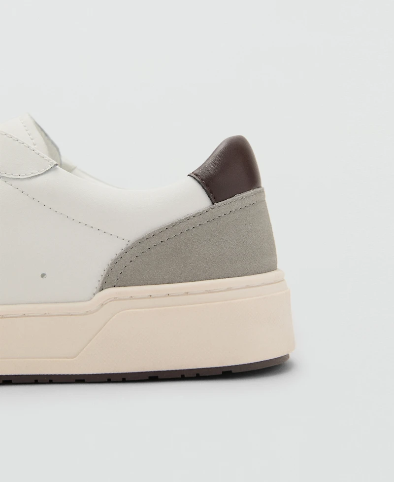 Mango Men's Combined Leather Trainer Sneakers
