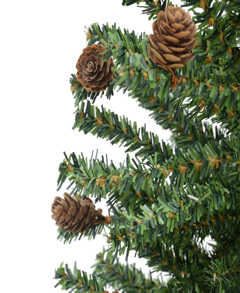 Puleo Pre-Lit Fir Artificial Christmas Tree with Pines Cones and 50 Lights, 3'