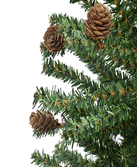 Puleo Pre-Lit Fir Artificial Christmas Tree with Pines Cones and 50 Lights, 3'