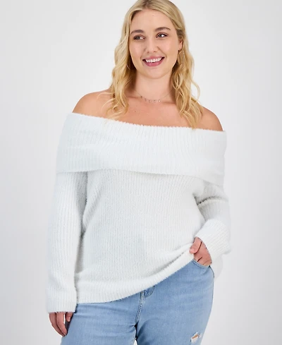 Hippie Rose Trendy Plus Off-The-Shoulder Sweater