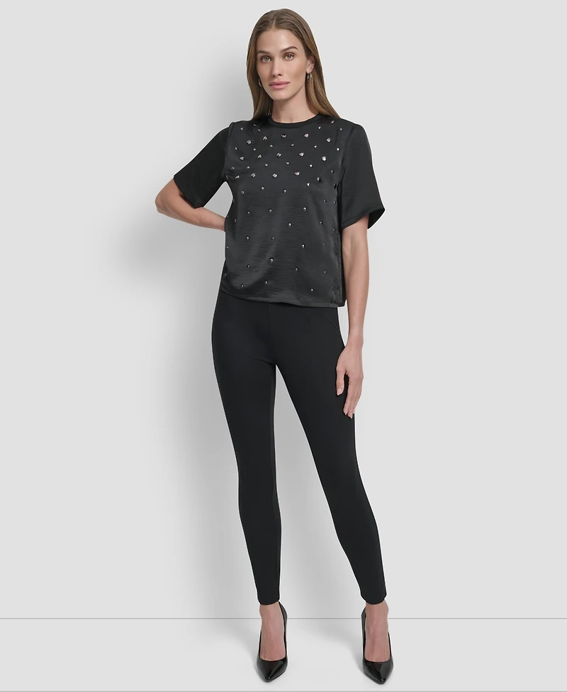 Dkny Women's Studded Boxy Short Sleeve Top