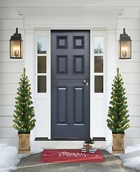 3.5' B/O Potted Pre-Lit Trees with 35 Warm White Led Lights, Plastic Pot and 90 Tips, Set of 2