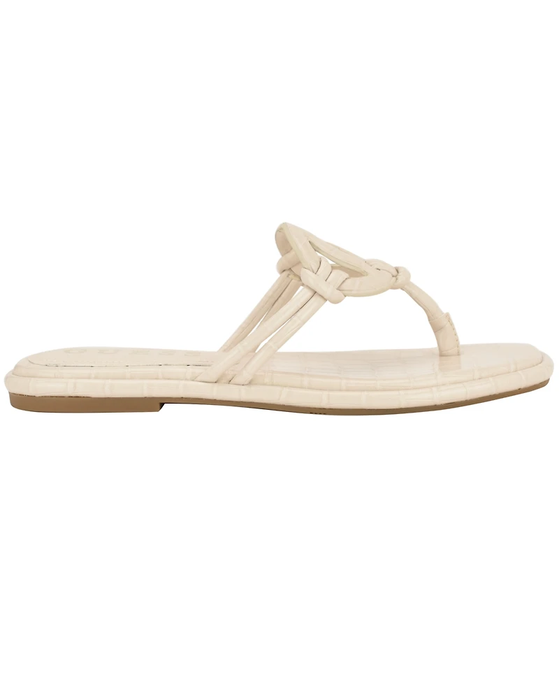 Guess Women's Saime Embellished G Cutout Flat Thong Sandals