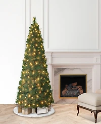 6.5' Pre-Lit Wall Half Tree with 150 Underwriters Laboratories Clear Incandescent Lights, 437 Tips