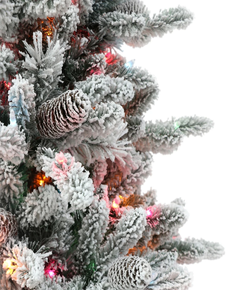 Puleo 6.5FT Pre-Lit Flocked Bennington Fir Tree