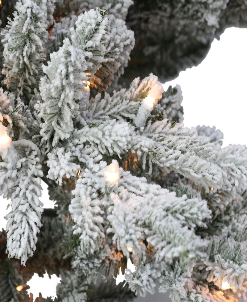 Puleo 6.5FT Pre-Lit Flocked Union Fir Tree