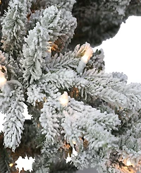 Puleo 6.5FT Pre-Lit Flocked Union Fir Tree