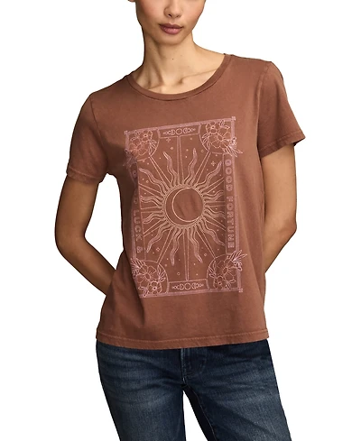 Lucky Brand Women's Good Fortune Sun Poster Classic Crew Neck T-Shirt