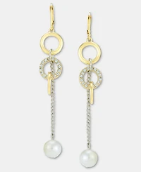 On 34th Pave Circle & Imitation Pearl Linear Drop Earrings, Macy's Exclusive