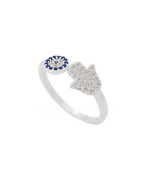 Unwritten Cubic Zirconia Hamsa and Evil Eye Statement Ring