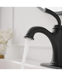 Greenspring Single Handle Bathroom Faucet For One Hole with 3 Holes Deck Plate and Metal Drain In Matte Black