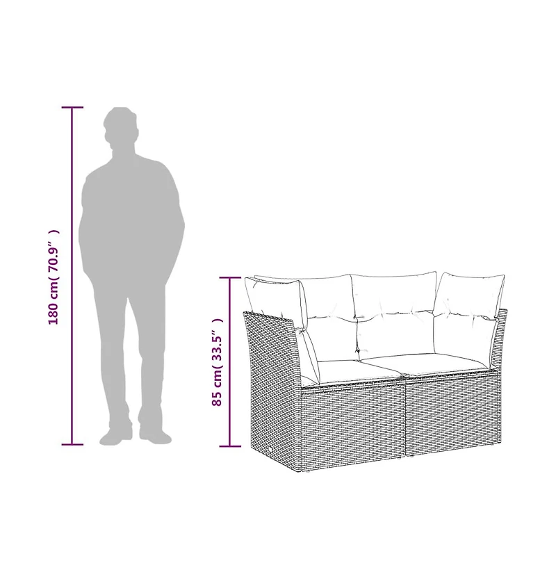 Garden Sofa Black, Blue Poly Rattan, Powder-Coated Steel 2-Seater