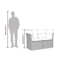 Garden Sofa Black, Blue Poly Rattan, Powder-Coated Steel 2-Seater