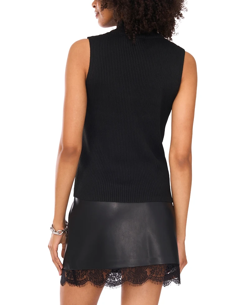 Vince Camuto Women's Sleeveless Mock Neck Ribbed Top