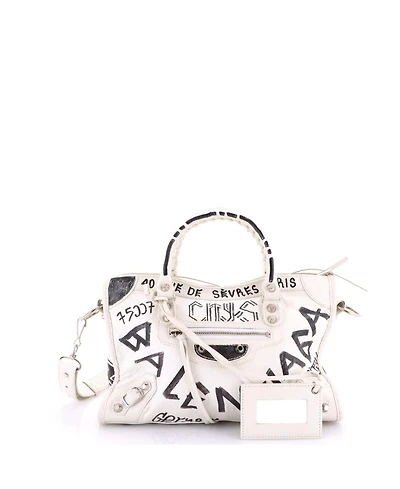 Pre-Owned Balenciaga Small City Graffiti Classic Studs Bag Leather