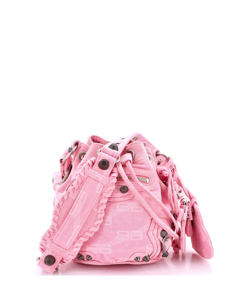 Pre-Owned Balenciaga Xs Le Cagole Giant Studs Bucket Bag Bb Denim