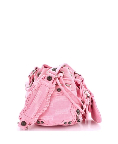 Pre-Owned Balenciaga Xs Le Cagole Giant Studs Bucket Bag Bb Denim