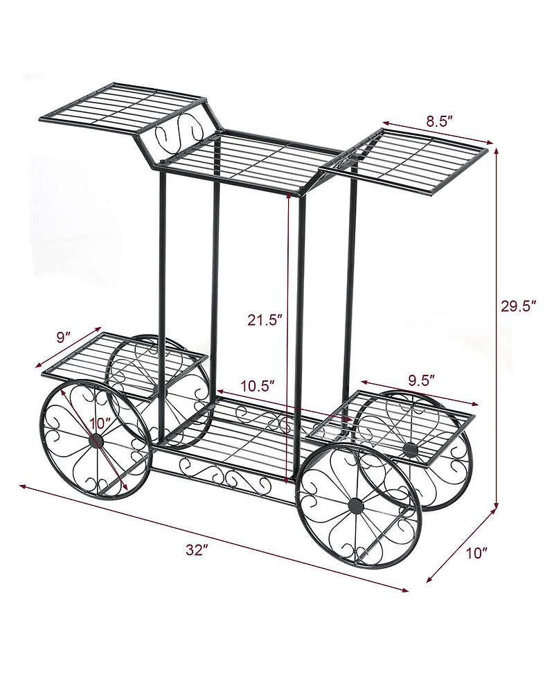 Gymax 6-Tier Garden Cart Stand Flower Rack Display Decor Flower Pot Plant Holder