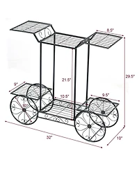 Gymax 6-Tier Garden Cart Stand Flower Rack Display Decor Flower Pot Plant Holder