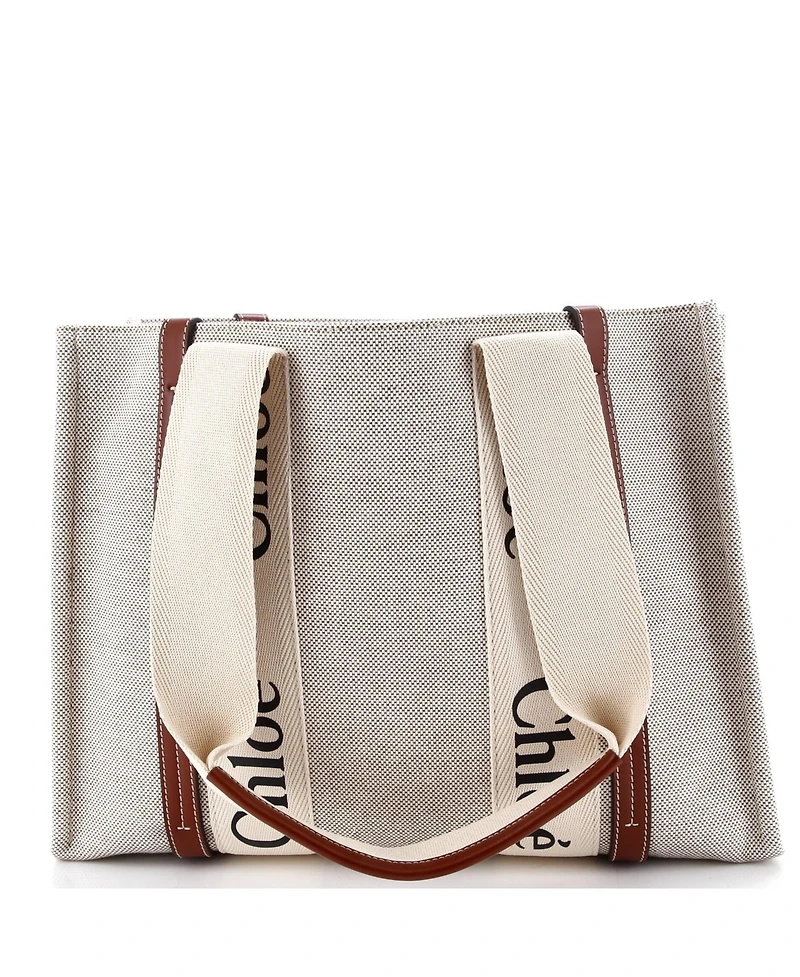Pre-Owned Chloe Medium Woody Tote Canvas with Leather