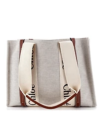 Pre-Owned Chloe Medium Woody Tote Canvas with Leather