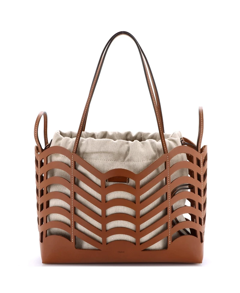 Pre-Owned Chloe Small Kayan Tote Laser Cut Leather and Canvas