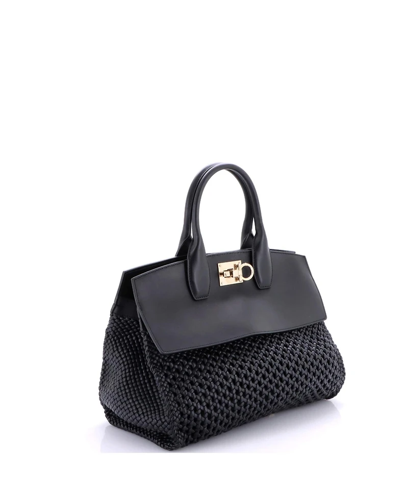Pre-Owned Salvatore Ferragamo Medium Studio Satchel Woven Leather and Leather