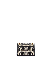 Pre-Owned Salvatore Ferragamo Small Gancini Turnlock Flap Bag Gancini Woven Raffia