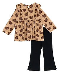 Rare Editions Baby Girls 3-Piece Blouse, Leggings and Headband Set