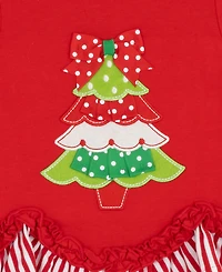 Rare Editions Baby Girl 2-Piece Holiday Tree Applique Top and Polka Dot Leggings Set