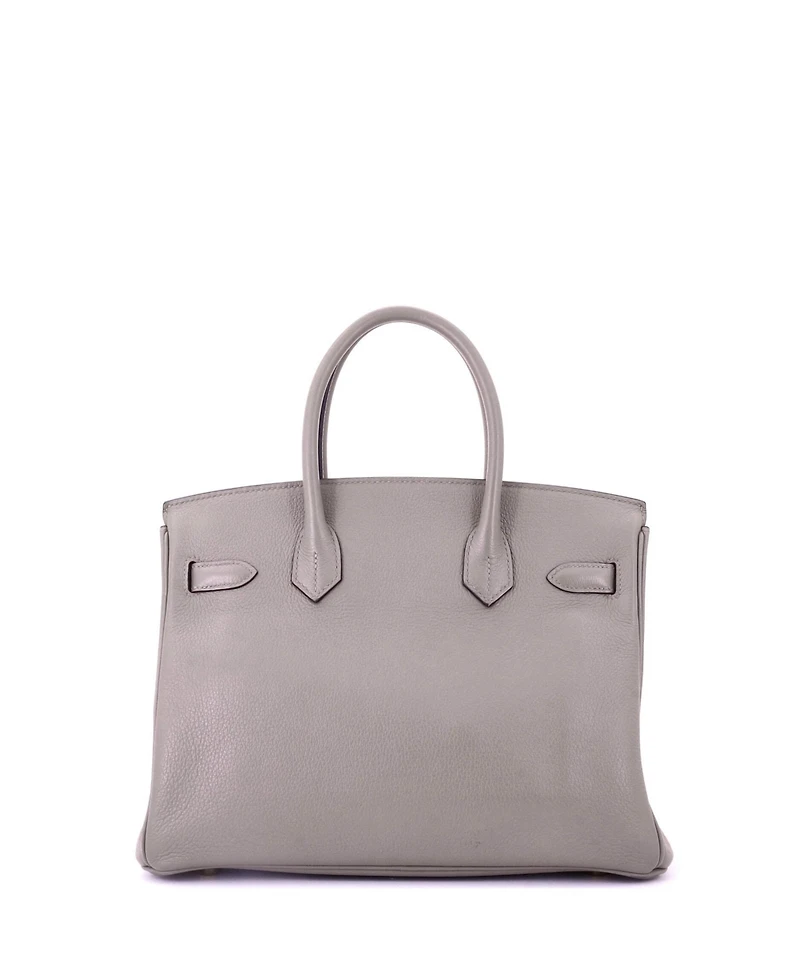 Pre-Owned Hermes Birkin 30 Handbag Grey Novillo with Gold Hardware