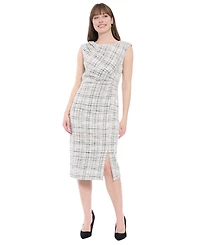 London Times Women's Pleated Shoulder Dress