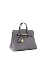 Pre-Owned Hermes Birkin 25 Handbag Grey Togo with Rose Gold Hardware
