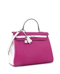 Pre-Owned Hermes Kelly 35 Handbag Bicolor Evercolor with Brushed Palladium Hardware
