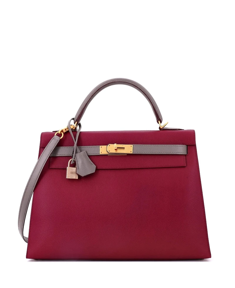 Pre-Owned Hermes Kelly 32 Handbag Bicolor Epsom with Brushed Gold Hardware