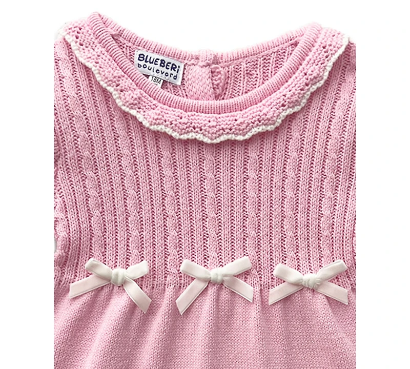 Blueberi Boulevard Baby Girls Ruffle Trim Sweater Dress