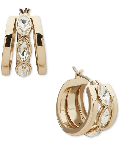 Dkny Marquise Gold-Tone Split Hoop Earrings