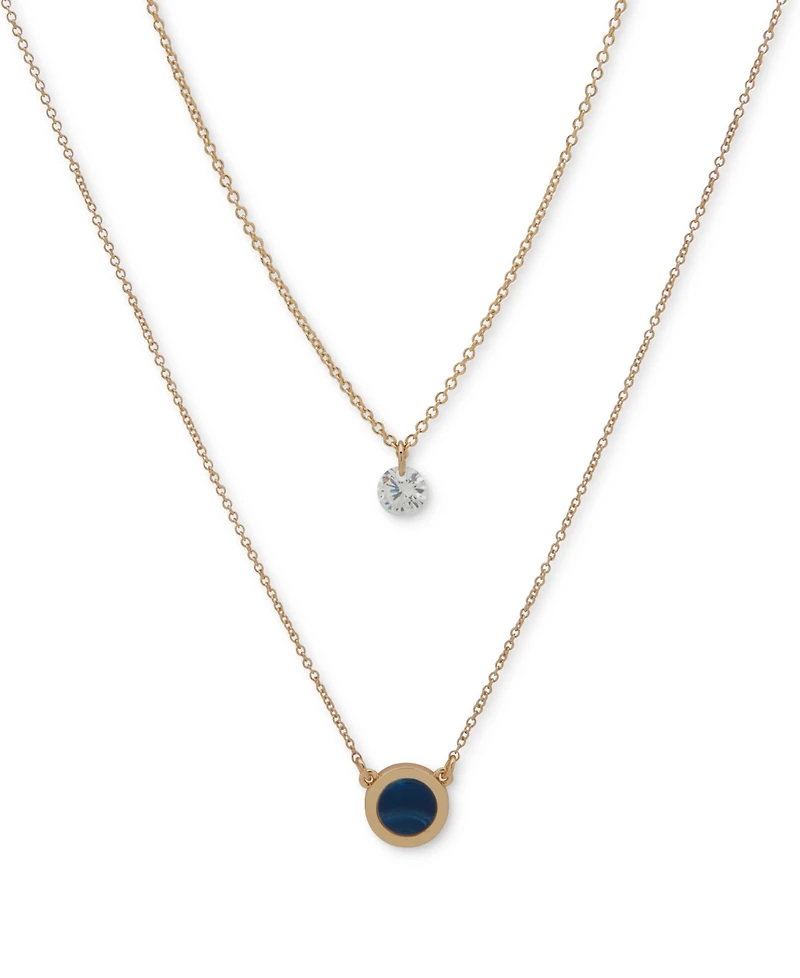 Dkny Resin Inlay Double Row Pendant Necklace