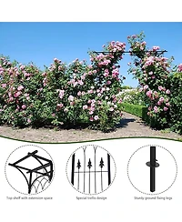Gymax Outdoor Garden Arch Flowers Climbing Plants Trellis Metal Wedding Archway