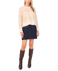 Vince Camuto Women's Jacquard Long Sleeve Sweater