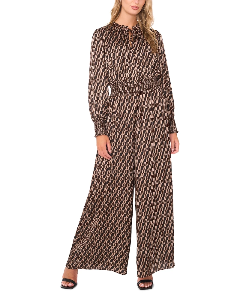 Vince Camuto Women's Long-Sleeve Tie-Neck Jumpsuit