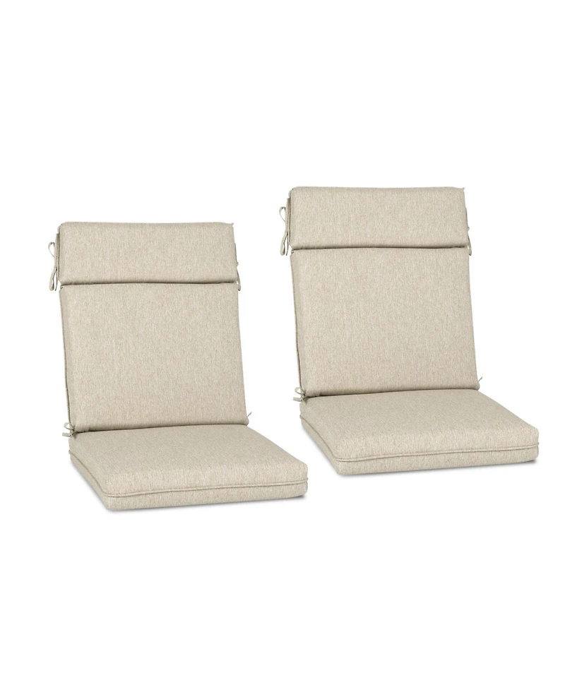 Aoodor Outdoor High Back Dining Chair Cushion with Ties and Zipper, 44"x21"x3.2", Set of 2